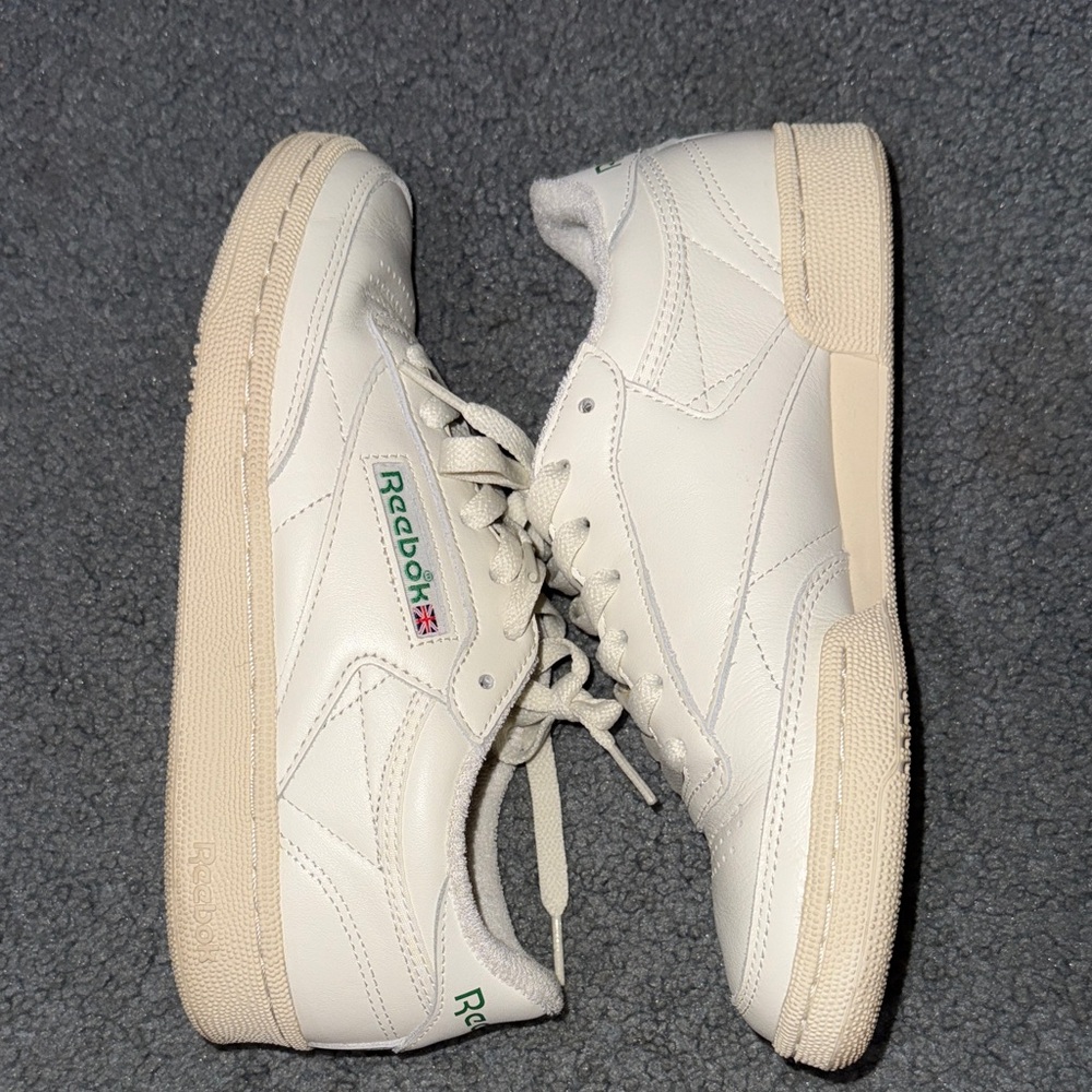 Reebok Cream and Green Classic Sneakers